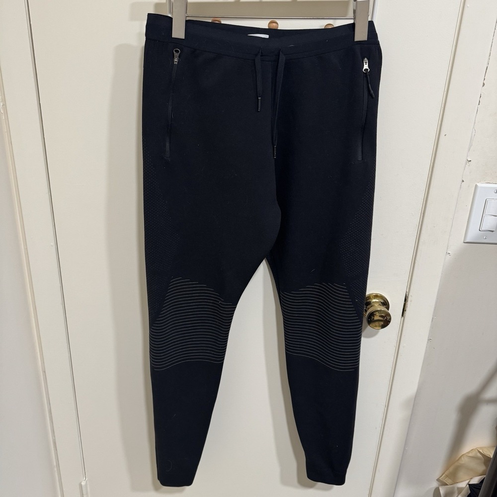Gymshark Pants Mens Medium Black Joggers Tapered Athletic Gym Zip Pocket Logo